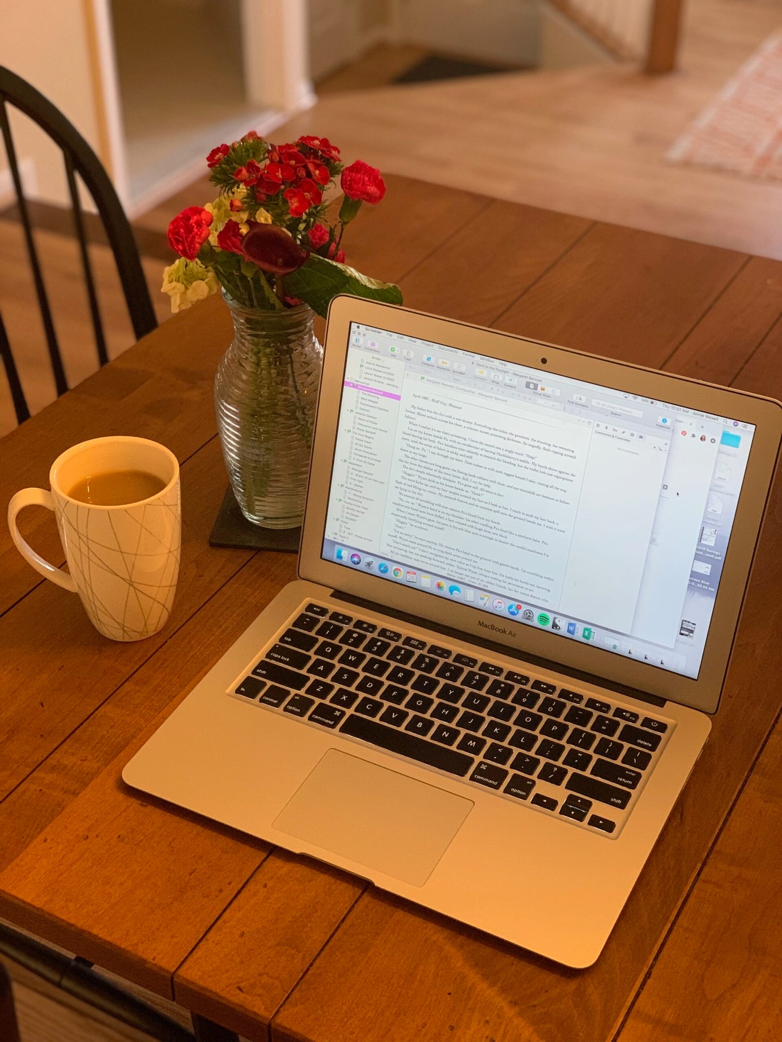 Laptop of Author Annie Atkin open to a page of her novel