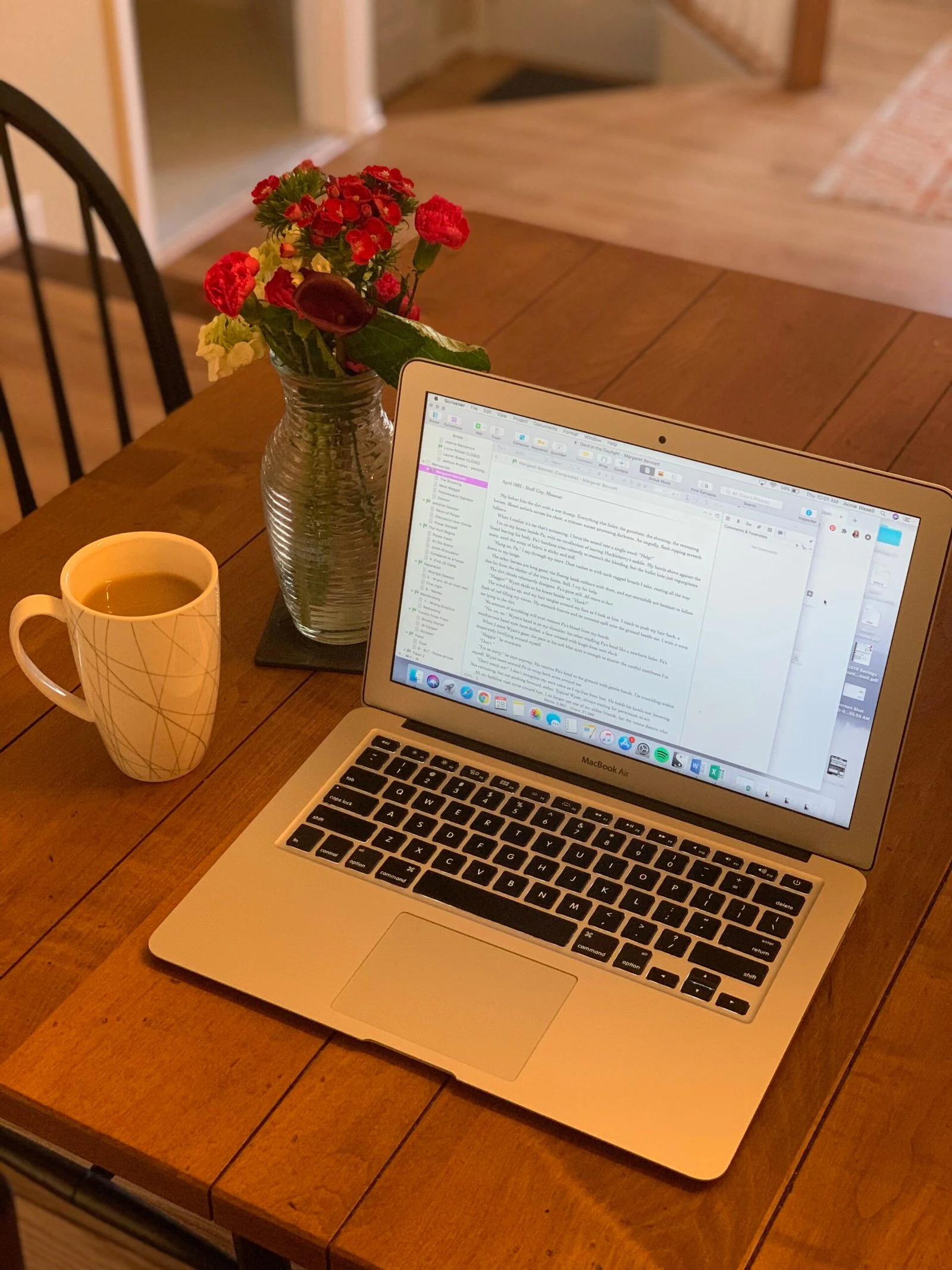 Laptop of Author Annie Atkin open to a page of her novel